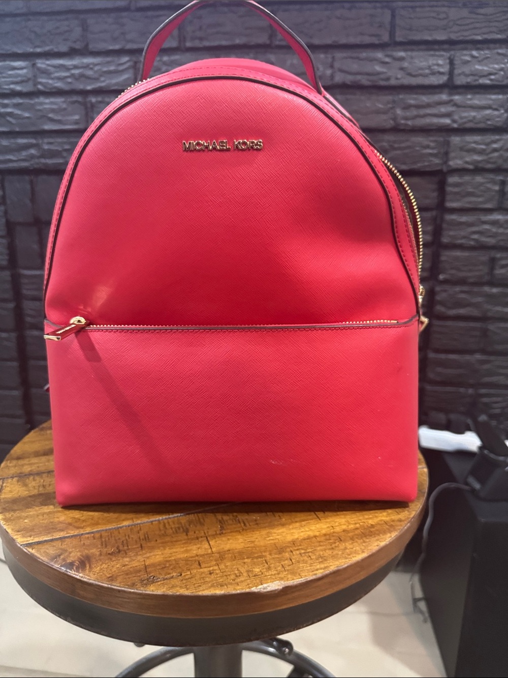 Michael Kors Cherry Red Saffiano Leather Backpack